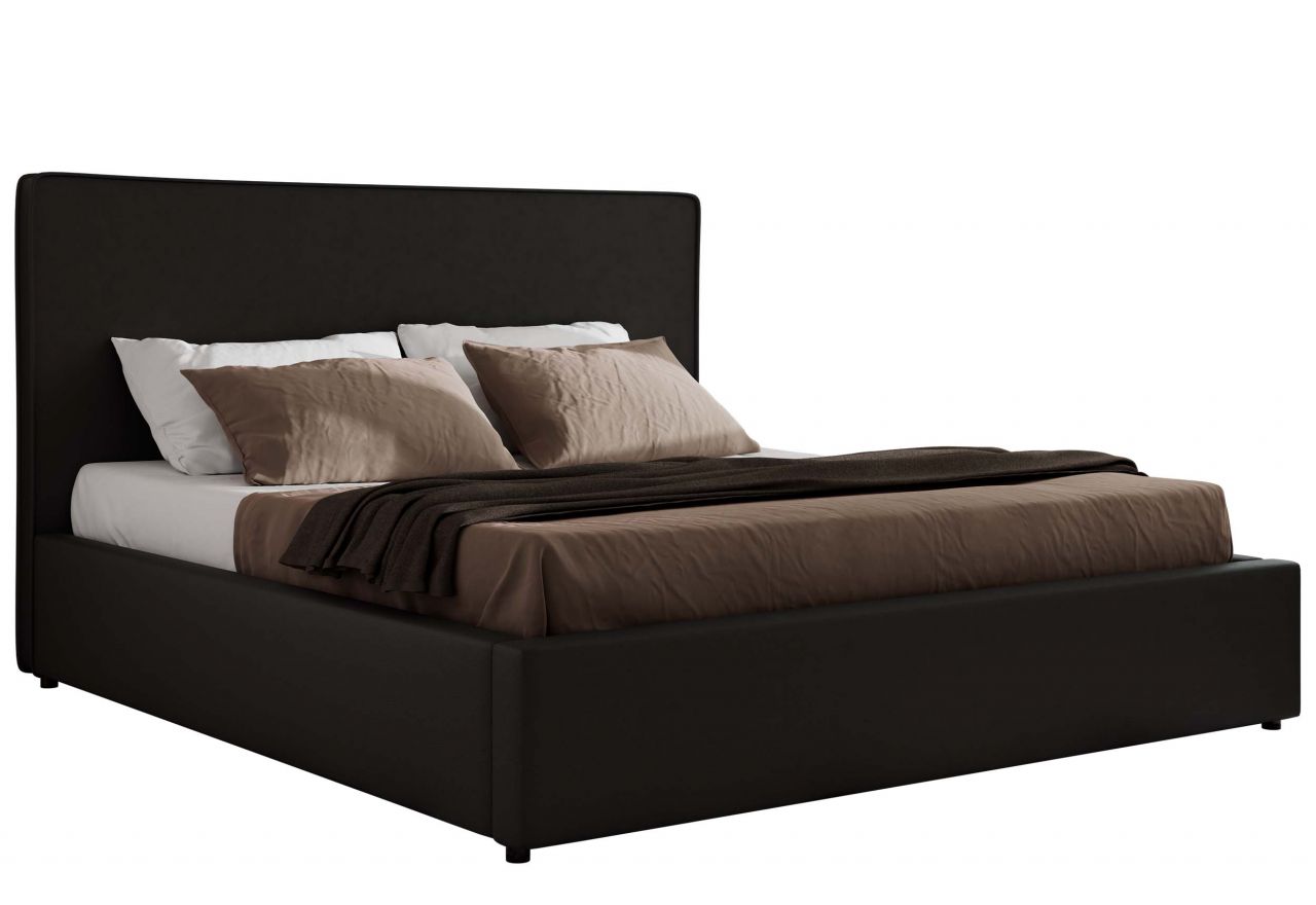 Łóżko tapicerowane CORIVO CLASSIC 160x200 - materac multipocket - czarny, ekoskóra