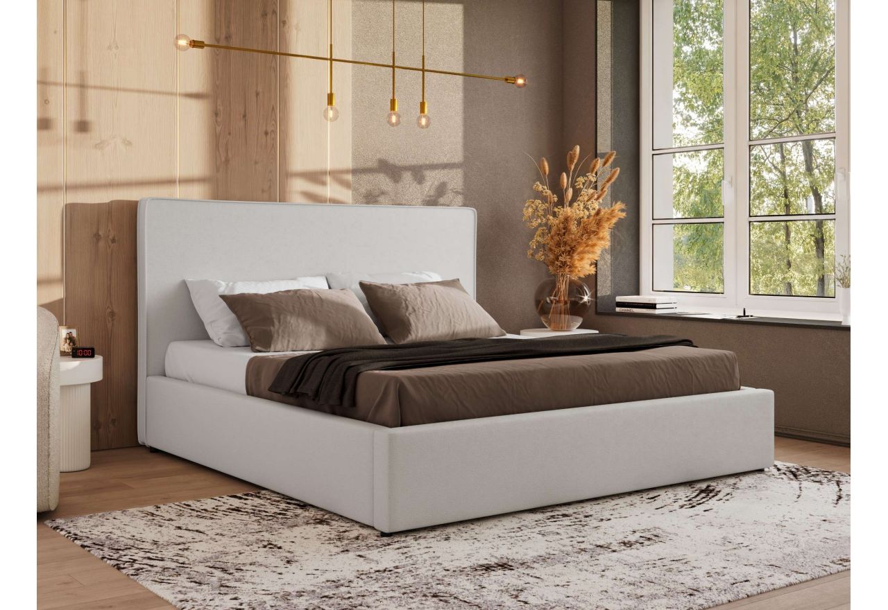 Łóżko tapicerowane CORIVO CLASSIC 160x200 - biały, ekoskóra
