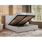 Łóżko tapicerowane CORIVO CLASSIC 160x200 - materac pocket - biały, ekoskóra