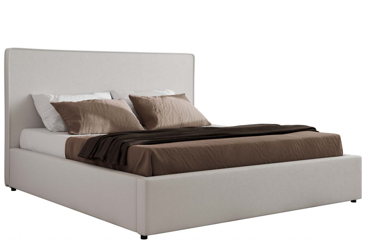 Łóżko tapicerowane CORIVO CLASSIC 200x200 - materac pocket - biały, ekoskóra