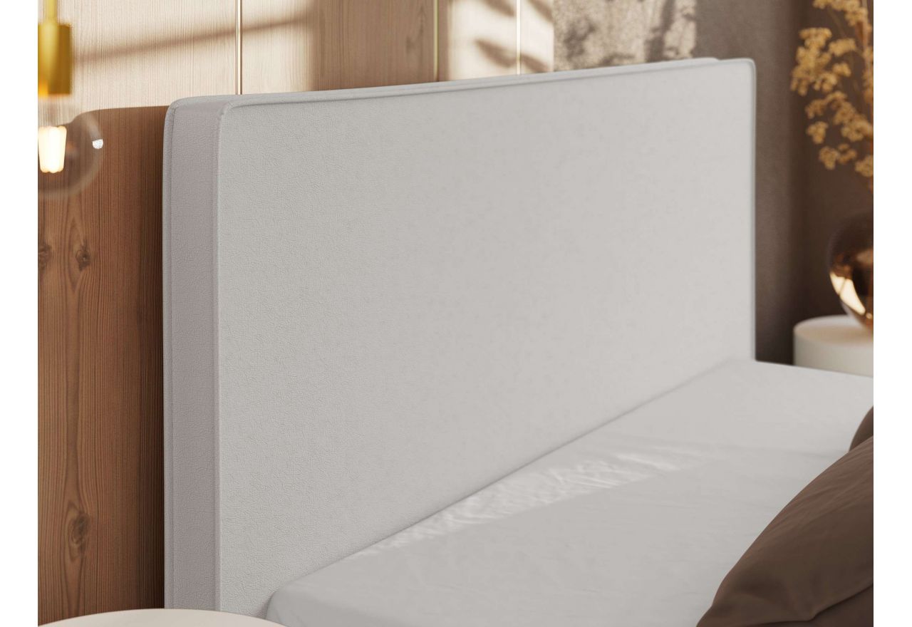 Łóżko tapicerowane CORIVO CLASSIC 160x200 - materac multipocket - biały, ekoskóra