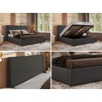 Łóżko tapicerowane CORIVO CLASSIC 140x200 - materac pocket - ciemnoszary, ekoskóra