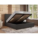 Łóżko tapicerowane CORIVO CLASSIC 180x200 - materac pocket - ciemnoszary, ekoskóra