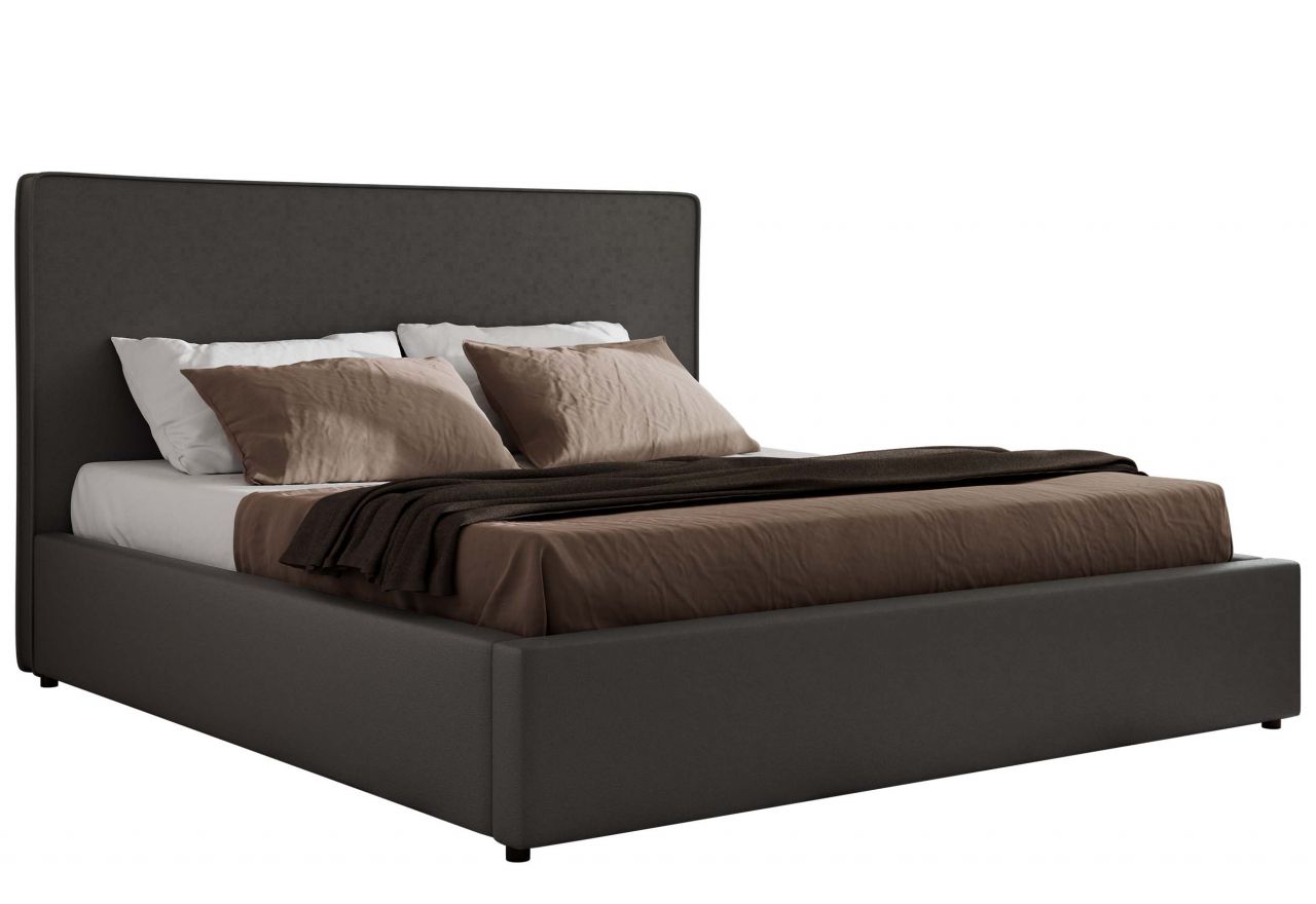 Łóżko tapicerowane CORIVO CLASSIC 180x200 - materac pocket - ciemnoszary, ekoskóra