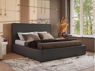 Łóżko tapicerowane CORIVO CLASSIC 160x200 - materac multipocket - ciemnoszary, ekoskóra