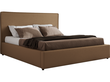 Łóżko tapicerowane CORIVO CLASSIC 140x200 - materac piankowy - brązowy, ekoskóra