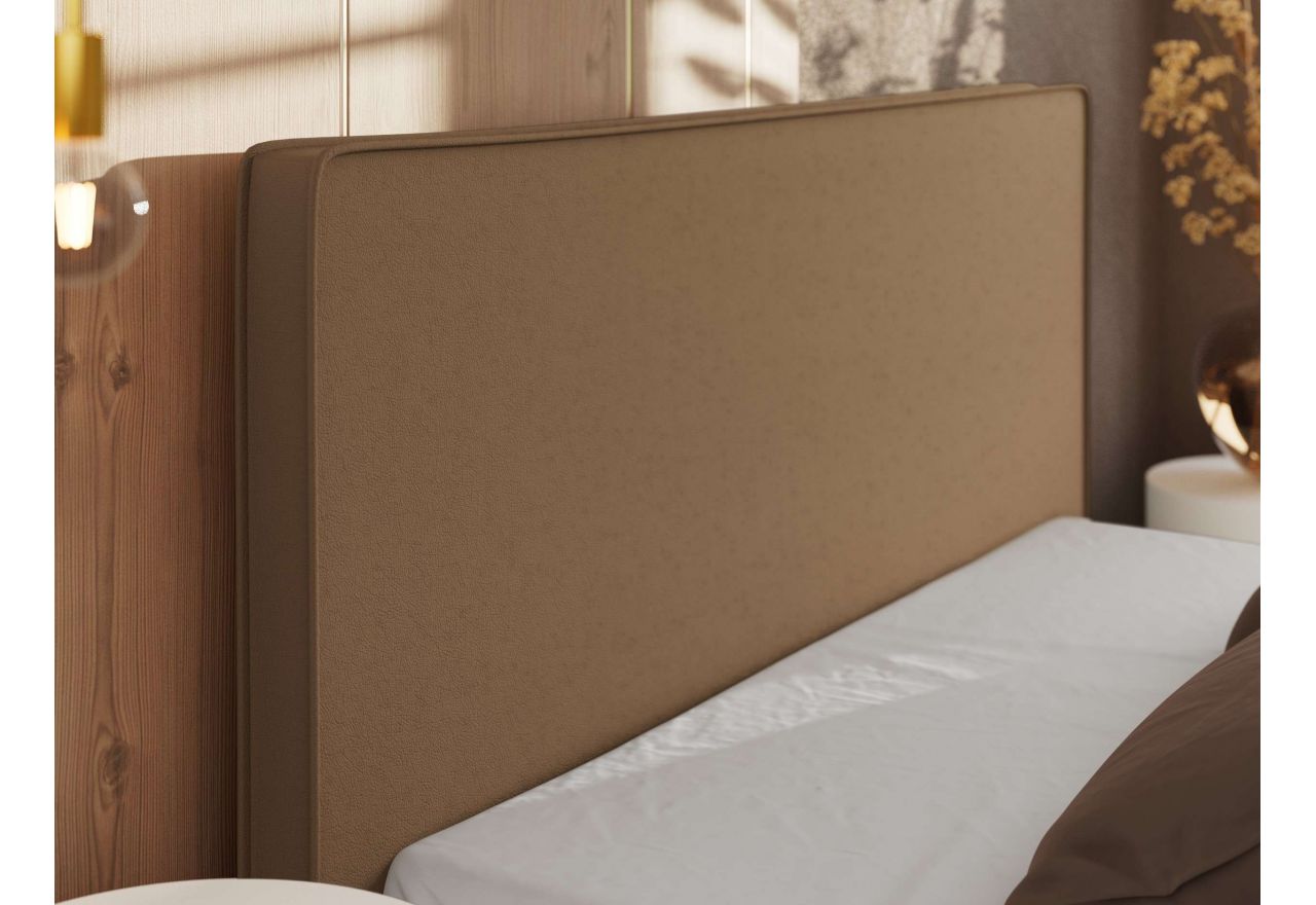 Łóżko tapicerowane CORIVO CLASSIC 140x200 - materac pocket - brązowy, ekoskóra