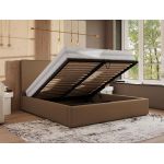 Łóżko tapicerowane CORIVO CLASSIC 160x200 - materac pocket - brązowy, ekoskóra