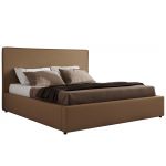 Łóżko tapicerowane CORIVO CLASSIC 160x200 - materac pocket - brązowy, ekoskóra