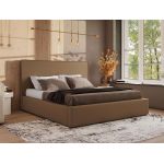 Łóżko tapicerowane CORIVO CLASSIC 200x200 - materac pocket - brązowy, ekoskóra