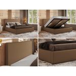 Łóżko tapicerowane CORIVO CLASSIC 180x200 - materac multipocket - brązowy, ekoskóra