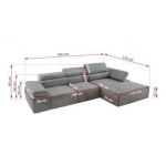 Narożnik z elektrycznym sterowaniem RILASSO L - Monolith 84 - jasny szary - OUTLETU