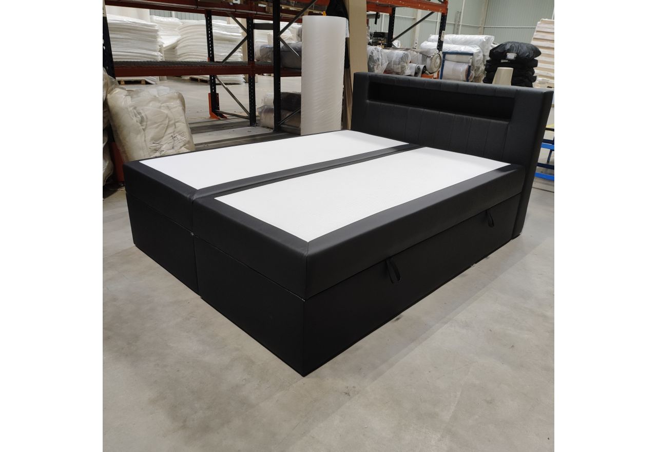 Łóżko kontynentalne GOLD 5 160x200 - Soft 11 - czarna ekoskóra - OUTLETU