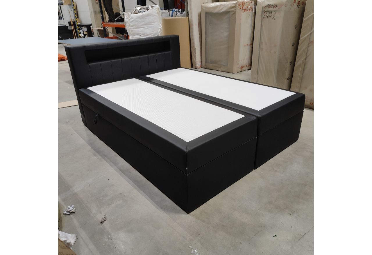 Łóżko kontynentalne GOLD 5 160x200 - Soft 11 - czarna ekoskóra - OUTLETU