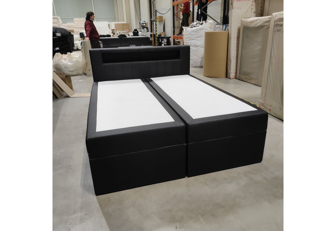 Łóżko kontynentalne GOLD 5 160x200 - Soft 11 - czarna ekoskóra - OUTLETU