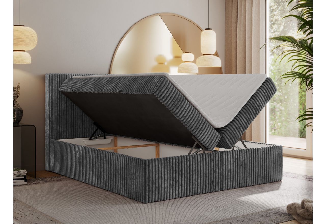 Łóżko kontynentalne TILIANO 200x200 - Tilia 90 - ciemny szary - OUTLET