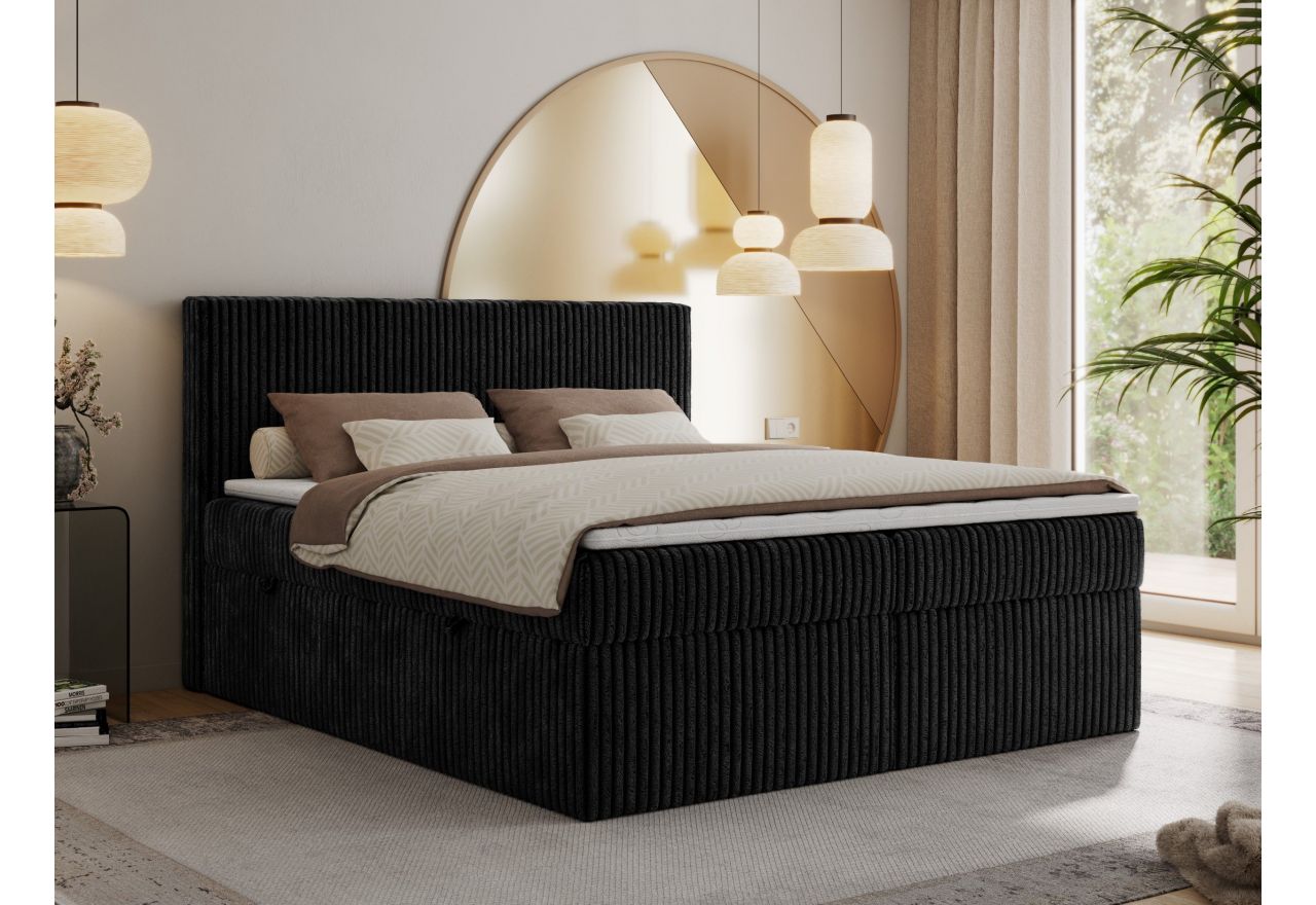 Łóżko kontynentalne TILIANO 180x200 - Tilia 100 - czarny - OUTLET