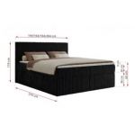 Łóżko kontynentalne TILIANO 180x200 - Tilia 100 - czarny - OUTLET