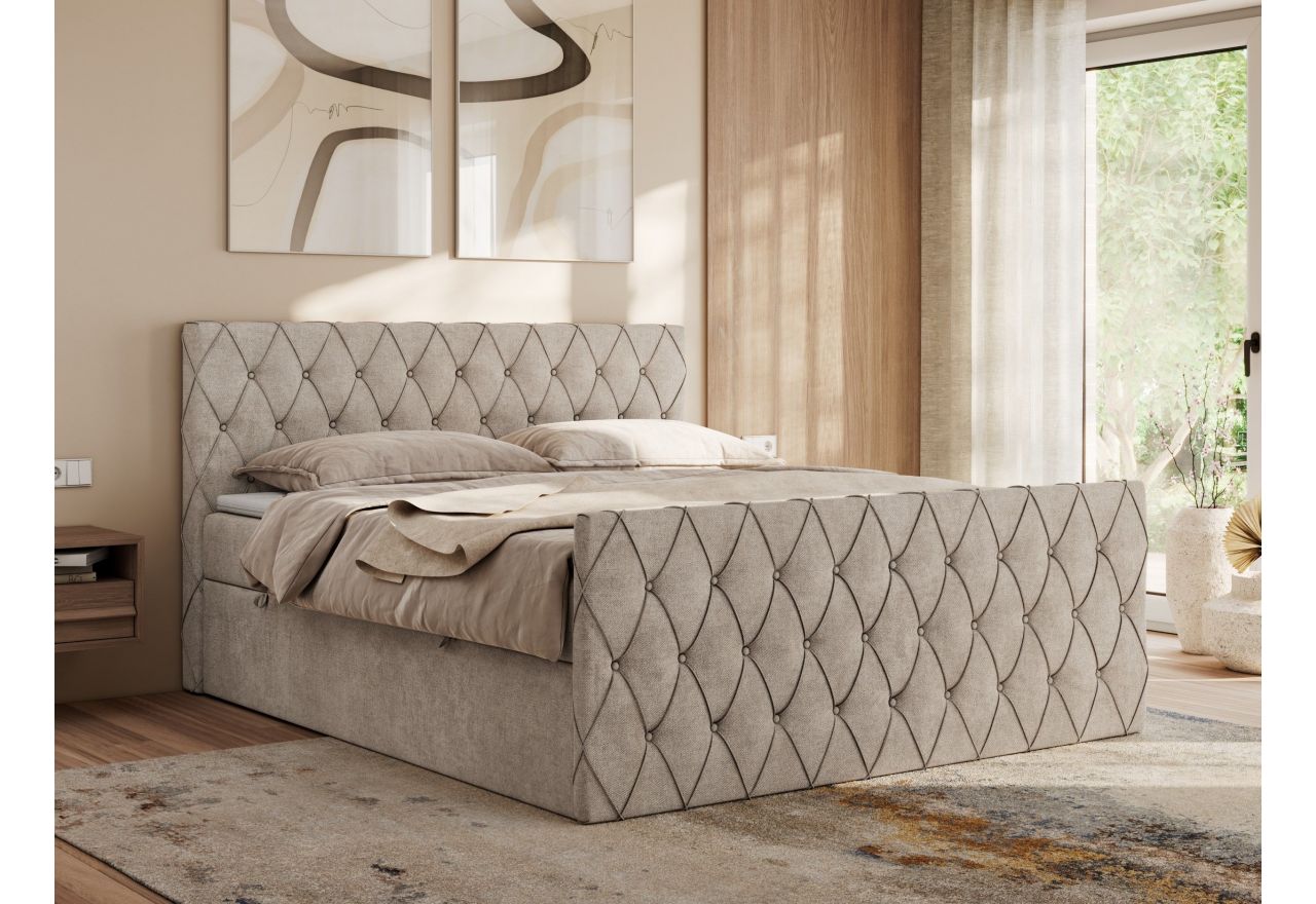 Łóżko kontynentalne MIREN DUO 200x200 - Matana 17 - beżowy - OUTLETU