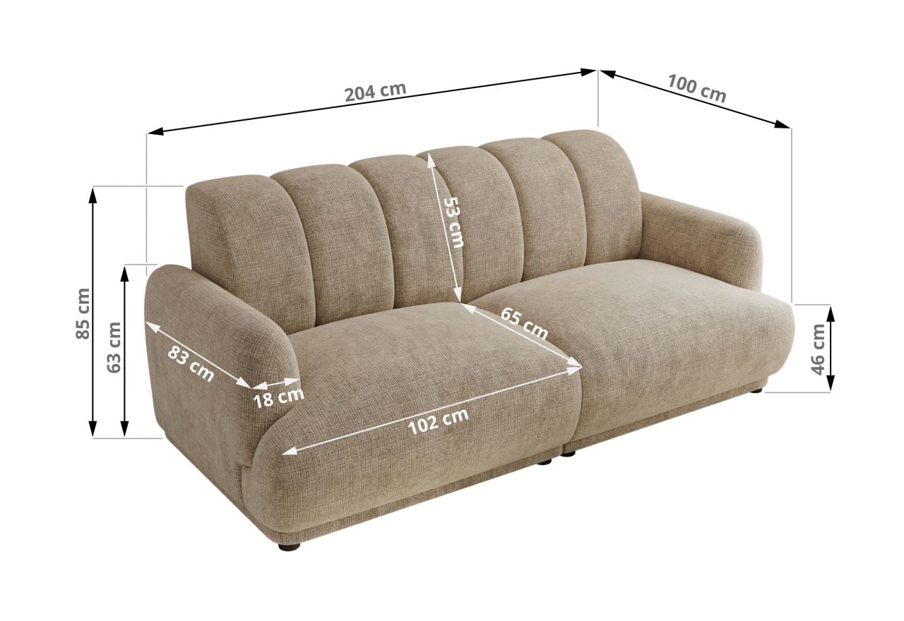 Sofa GERRA - beżowy, szenil grubo tkany