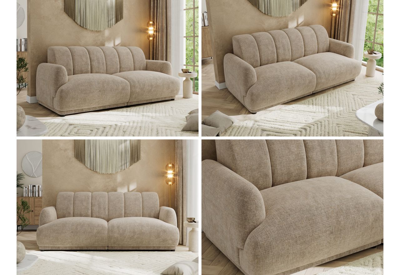 Sofa GERRA - beżowy, szenil grubo tkany