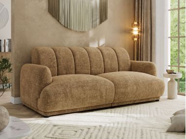 Sofa GERRA - jasnobrązowy, szenil grubo tkany