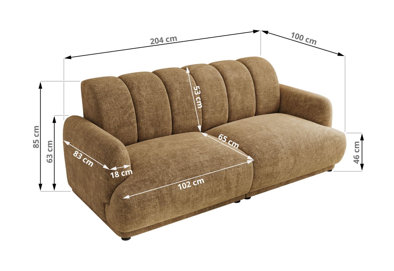 Sofa GERRA - jasnobrązowy, szenil grubo tkany