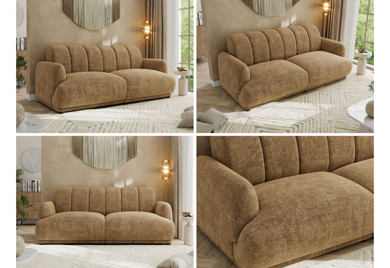 Sofa GERRA - jasnobrązowy, szenil grubo tkany