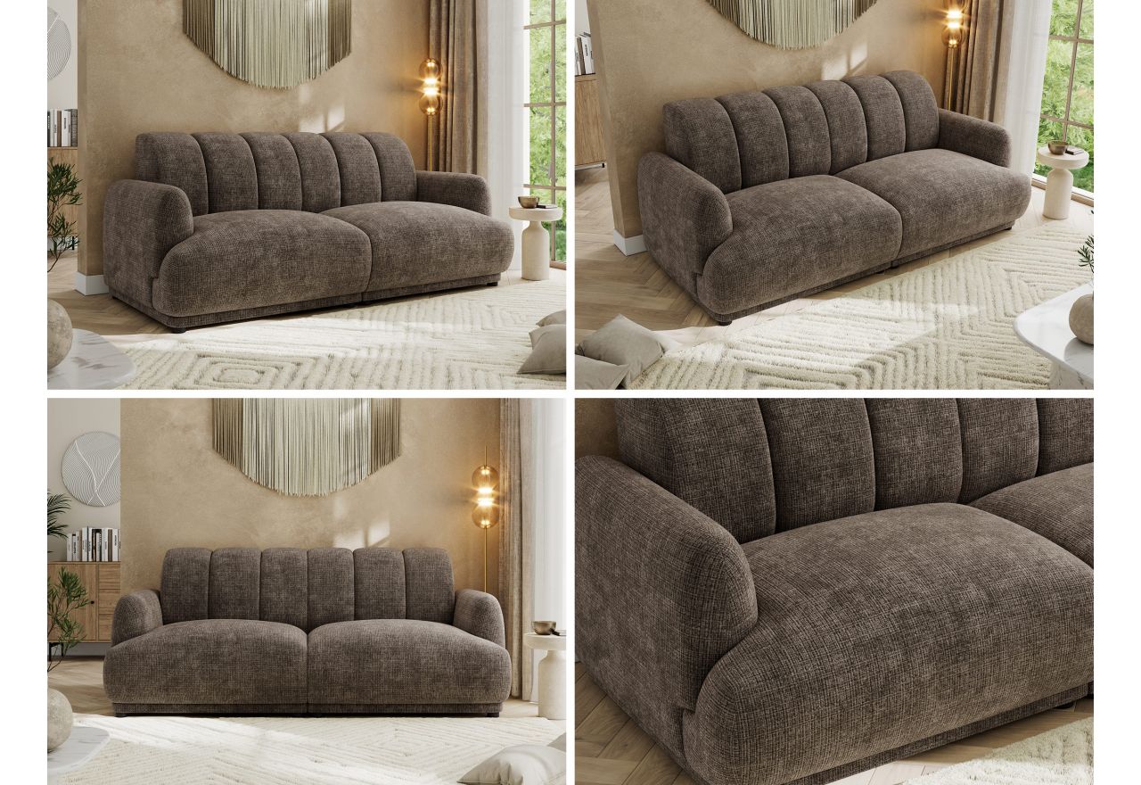 Sofa GERRA - brązowy, szenil grubo tkany