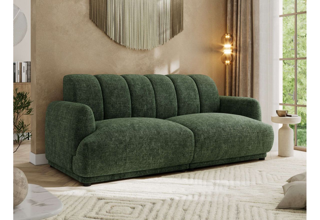 Sofa GERRA - ciemnozielony, szenil grubo tkany