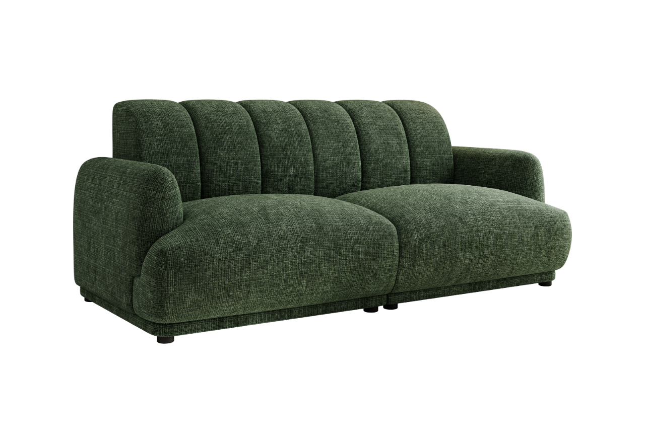 Sofa GERRA - ciemnozielony, szenil grubo tkany