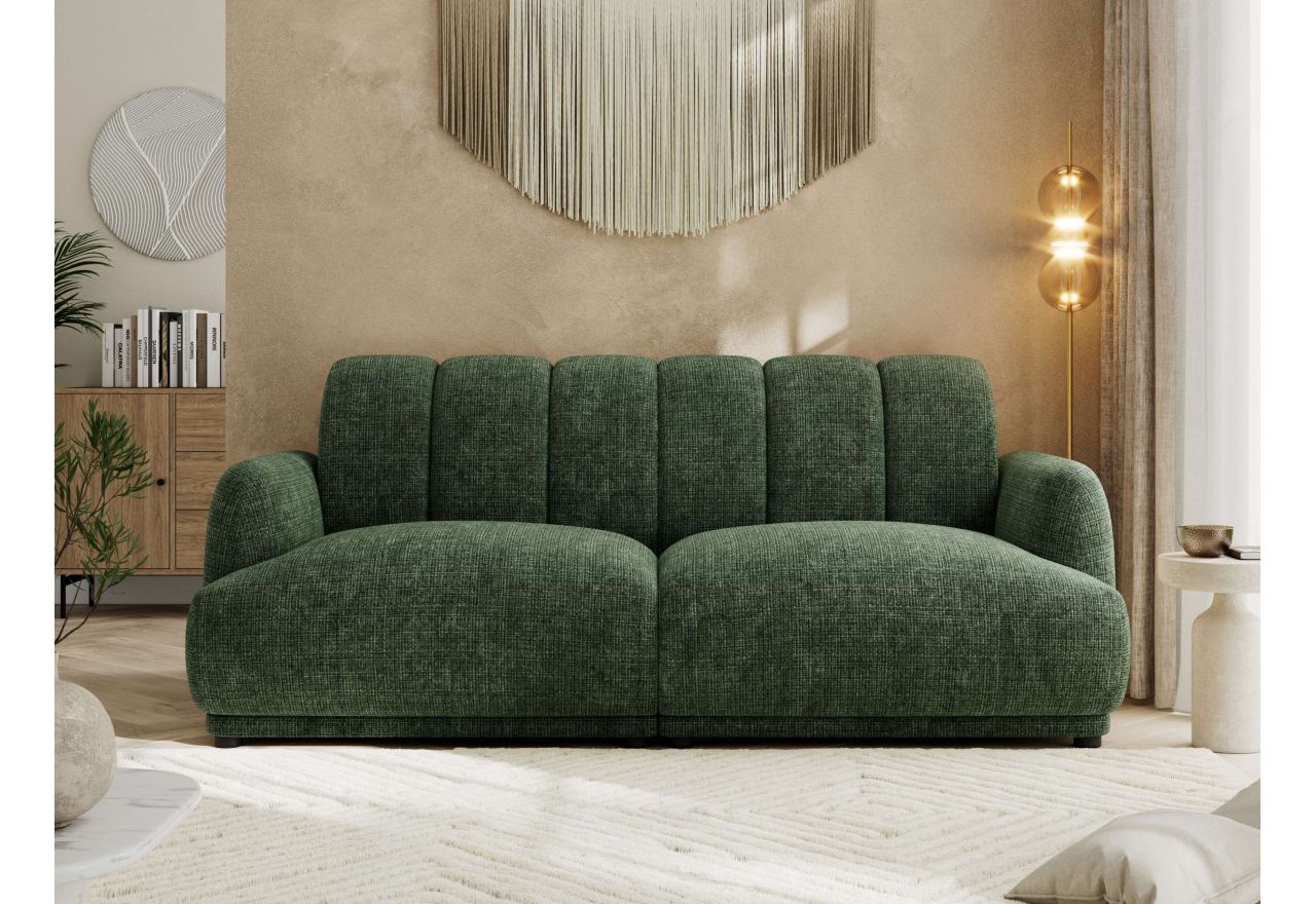 Sofa GERRA - ciemnozielony, szenil grubo tkany