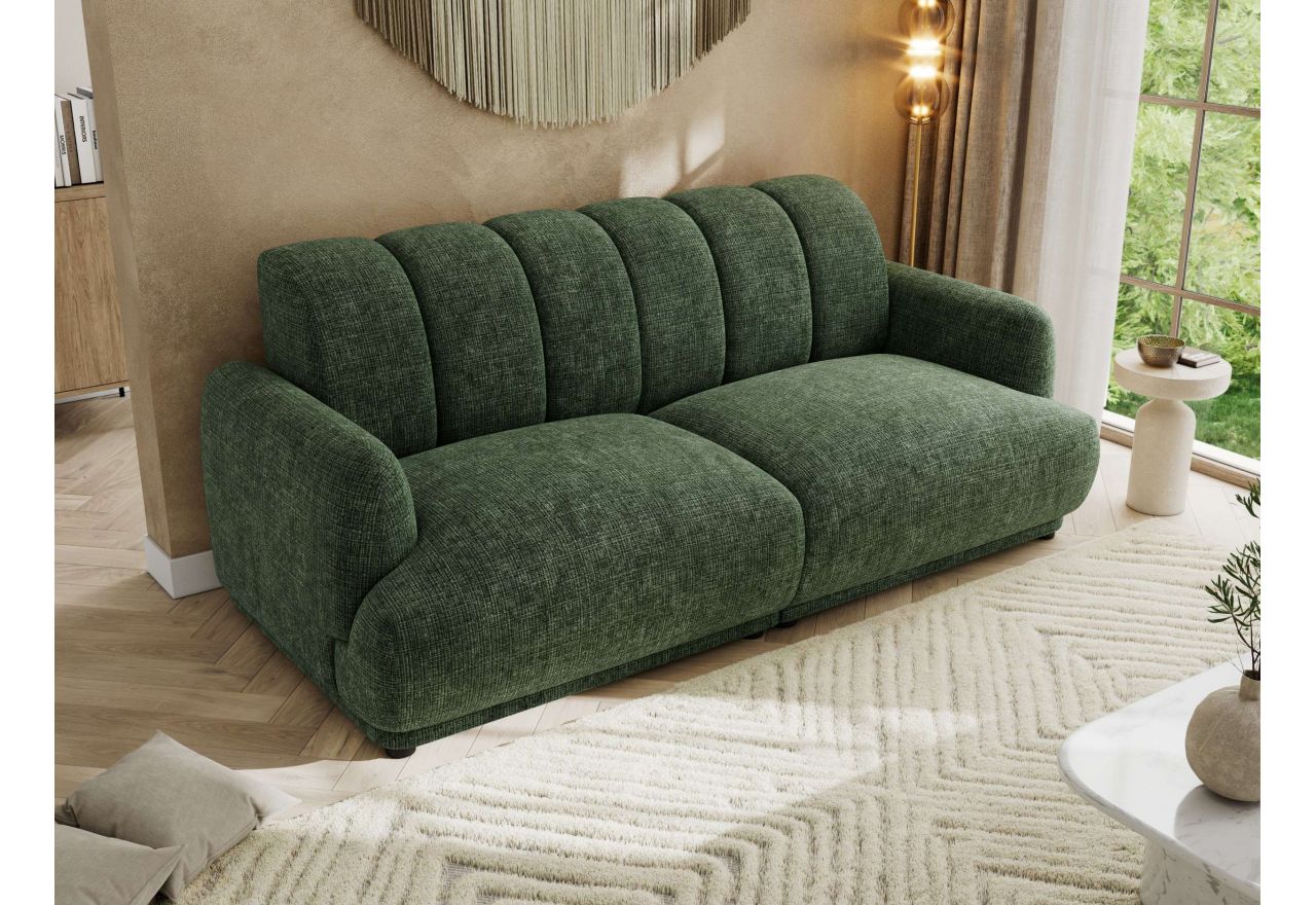 Sofa GERRA - ciemnozielony, szenil grubo tkany