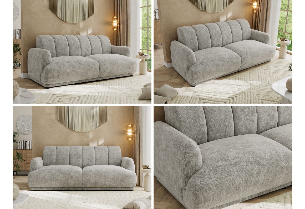 Sofa GERRA - jasnoszary, szenil grubo tkany
