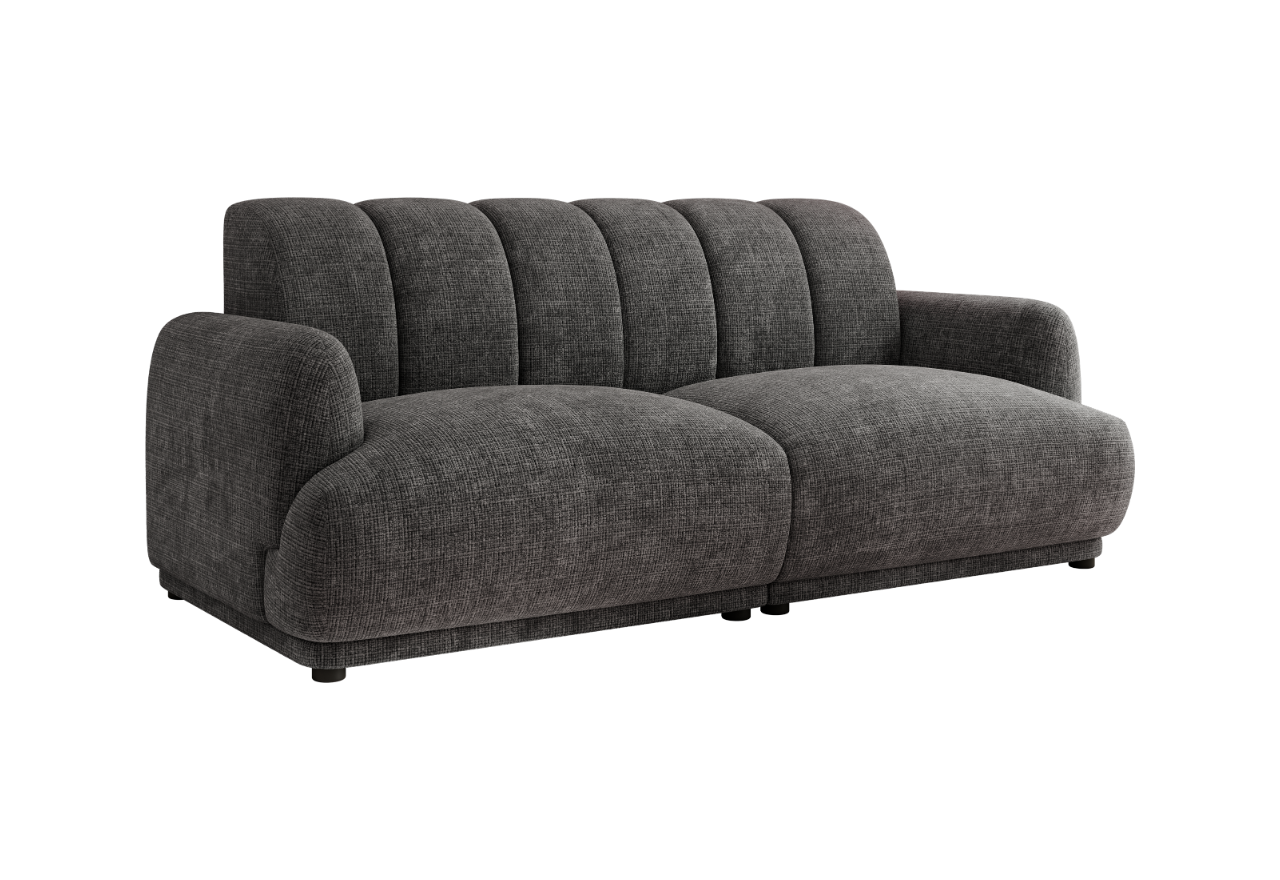 Sofa GERRA - ciemnoszary, szenil grubo tkany