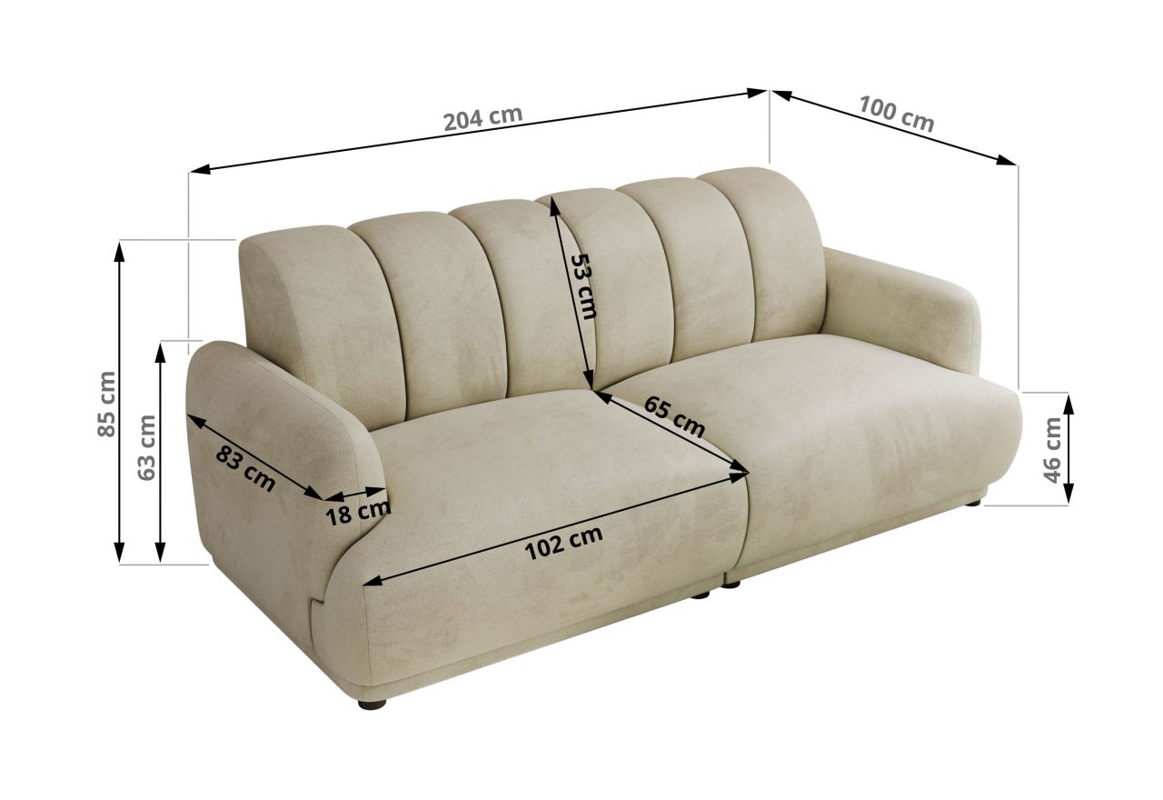 Sofa GERRA - kremowy, welwet