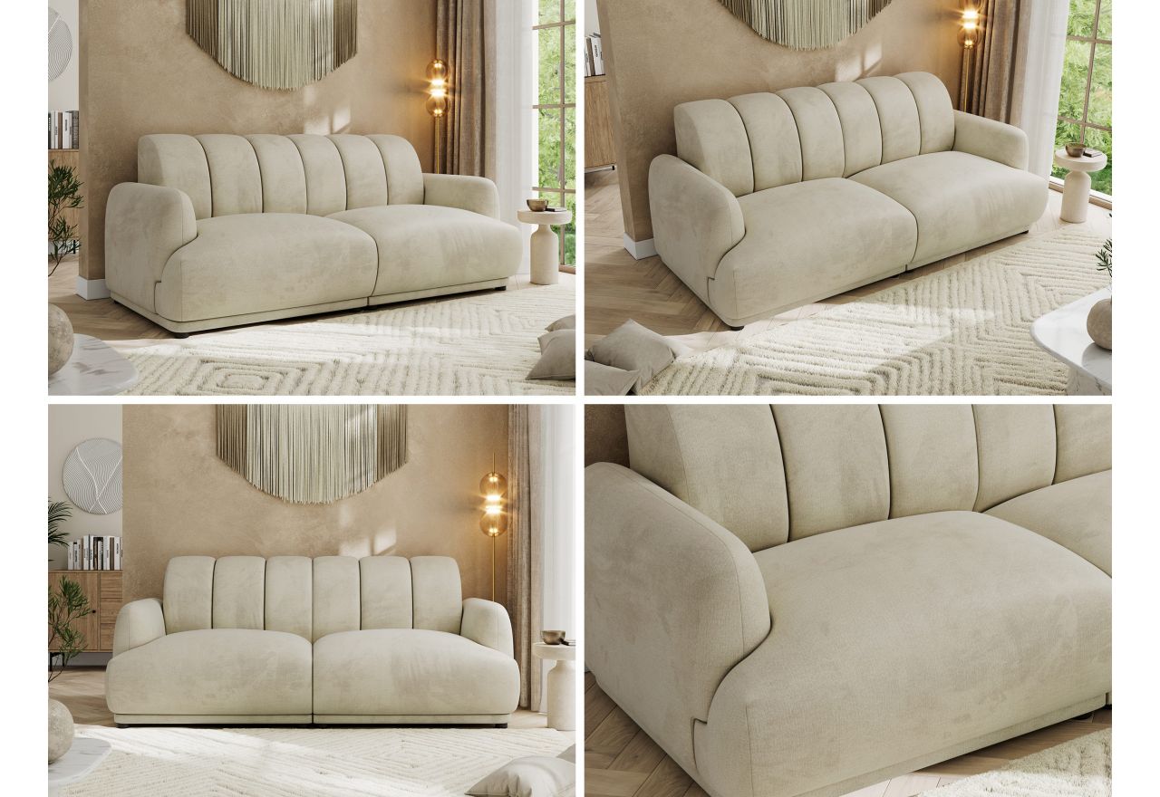Sofa GERRA - kremowy, welwet