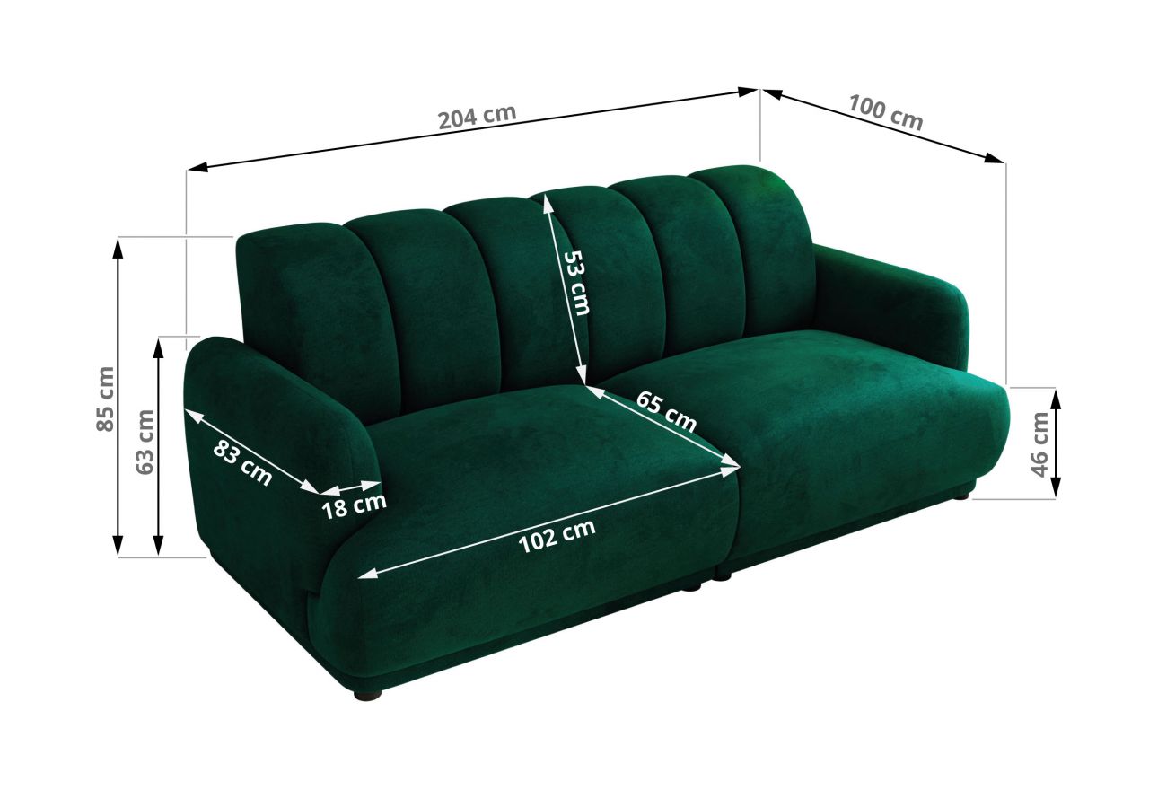 Sofa GERRA - ciemnozielony, welwet