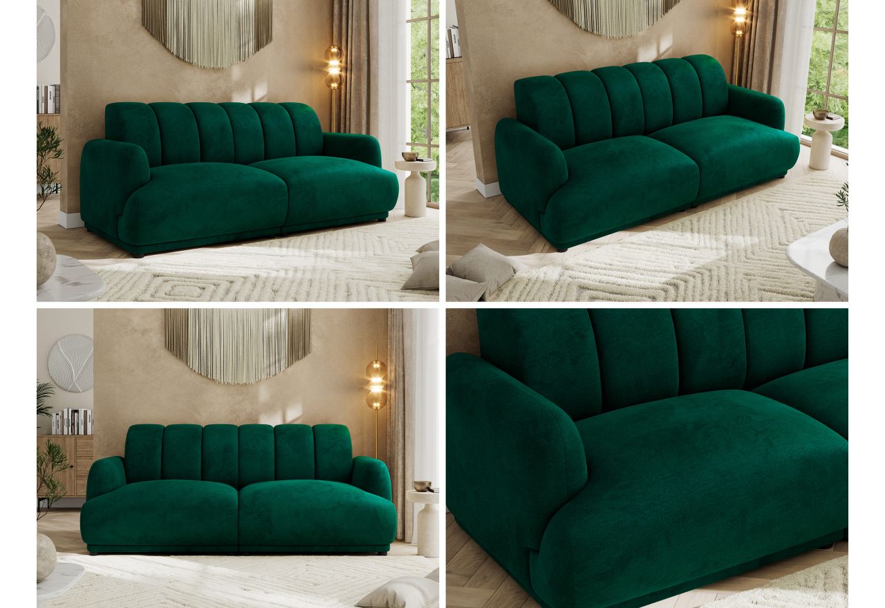 Sofa GERRA - ciemnozielony, welwet