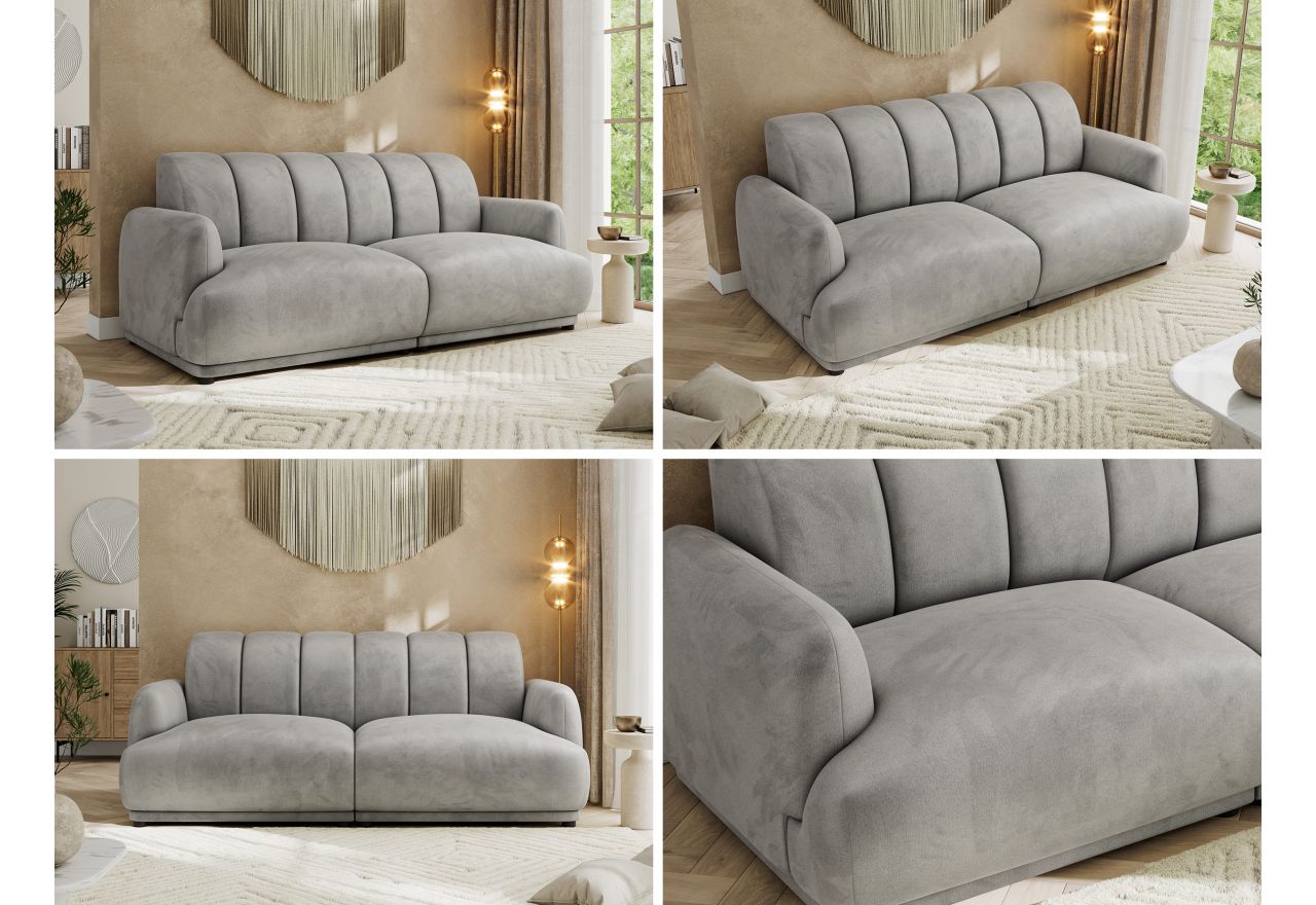 Sofa GERRA - jasnoszary, welwet