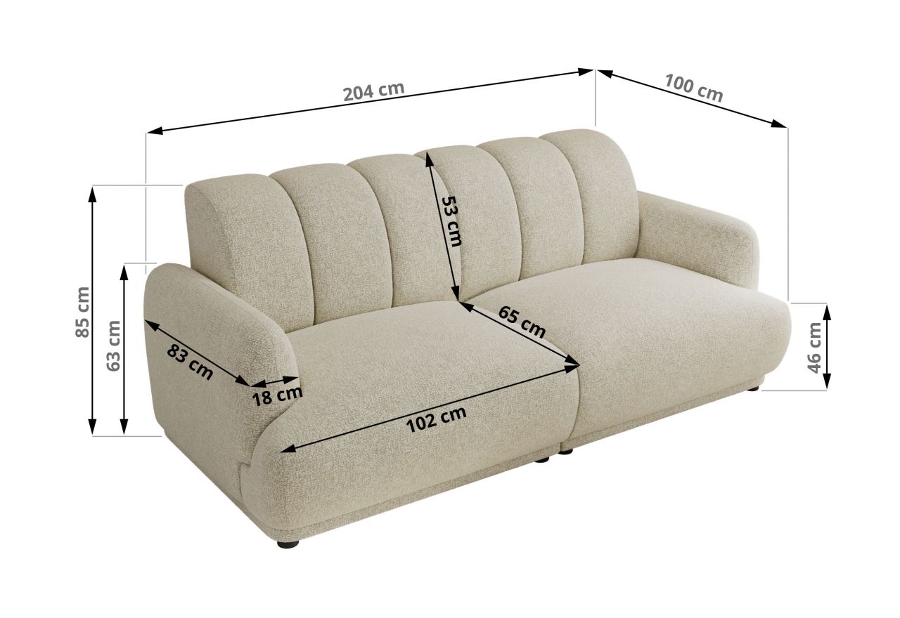 Sofa GERRA - kremowy, struktura