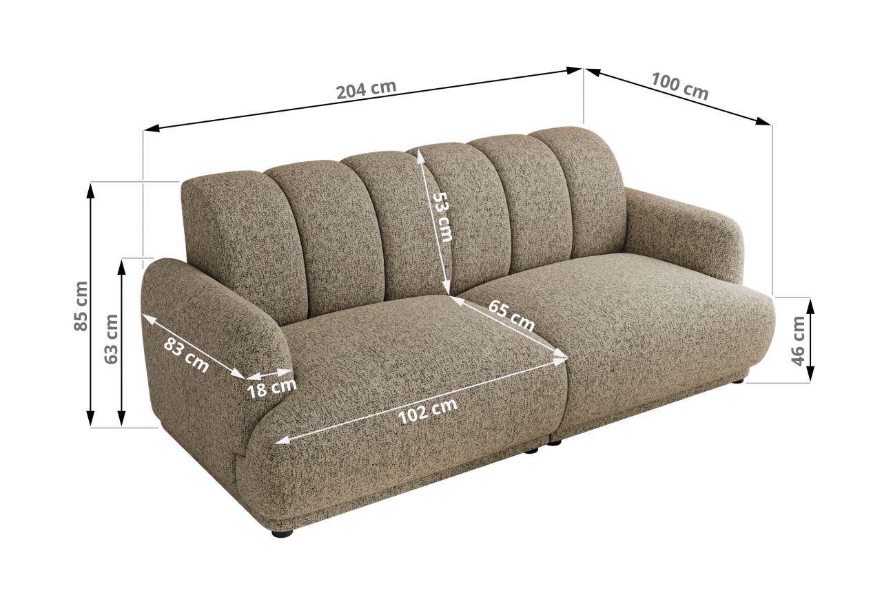 Sofa GERRA - szary, struktura
