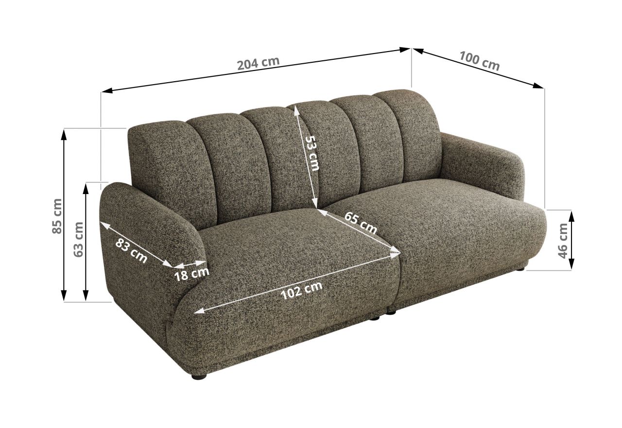 Sofa GERRA - ciemnobeżowy, struktura