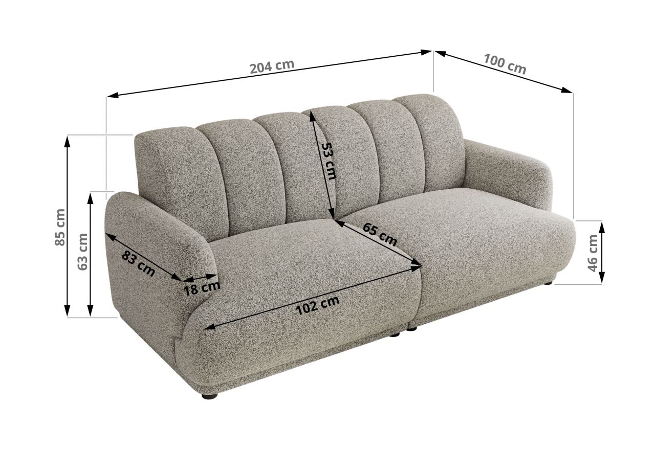 Sofa GERRA - jasnoszary, struktura