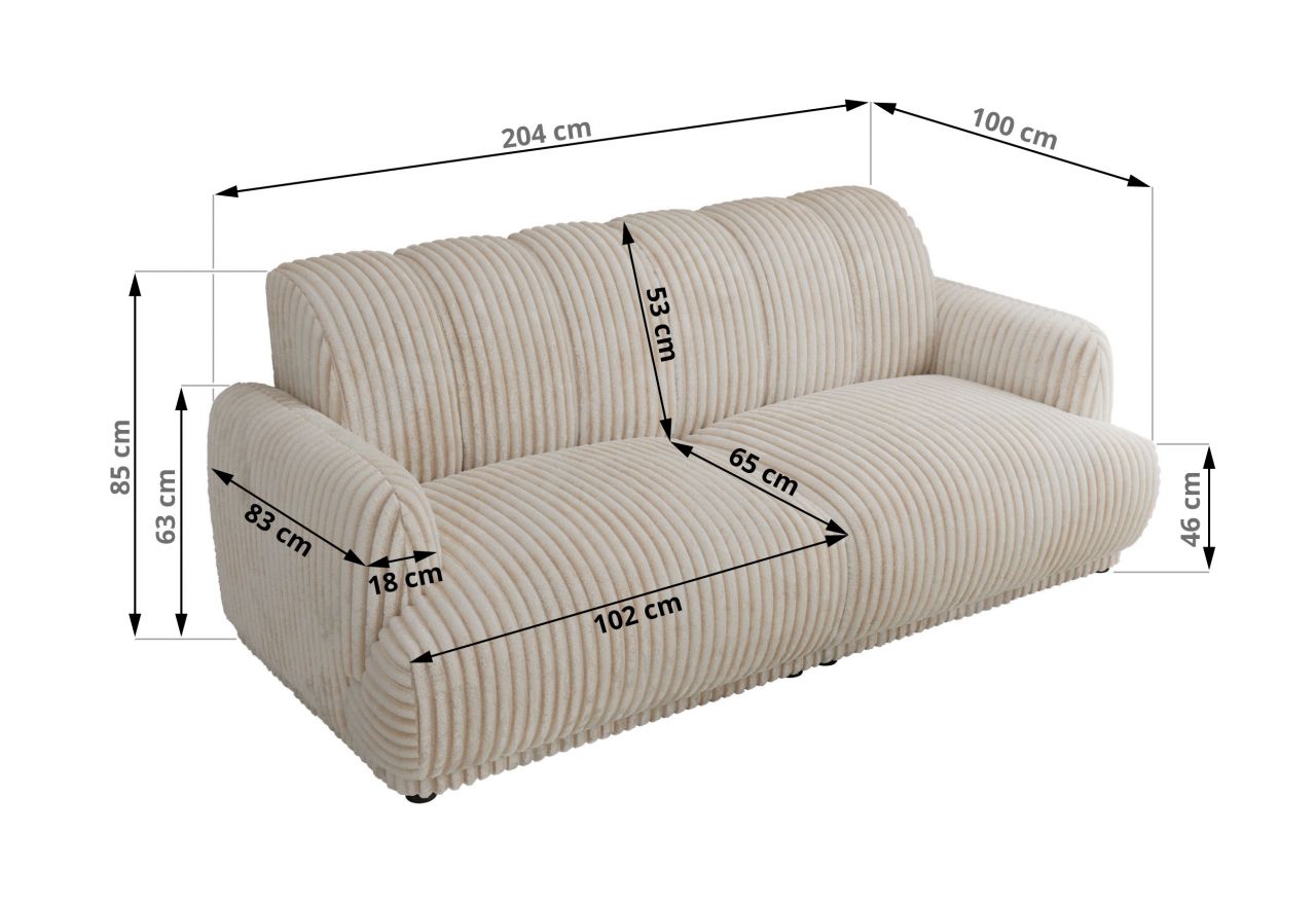 Sofa GERRA - beżowy, sztruks