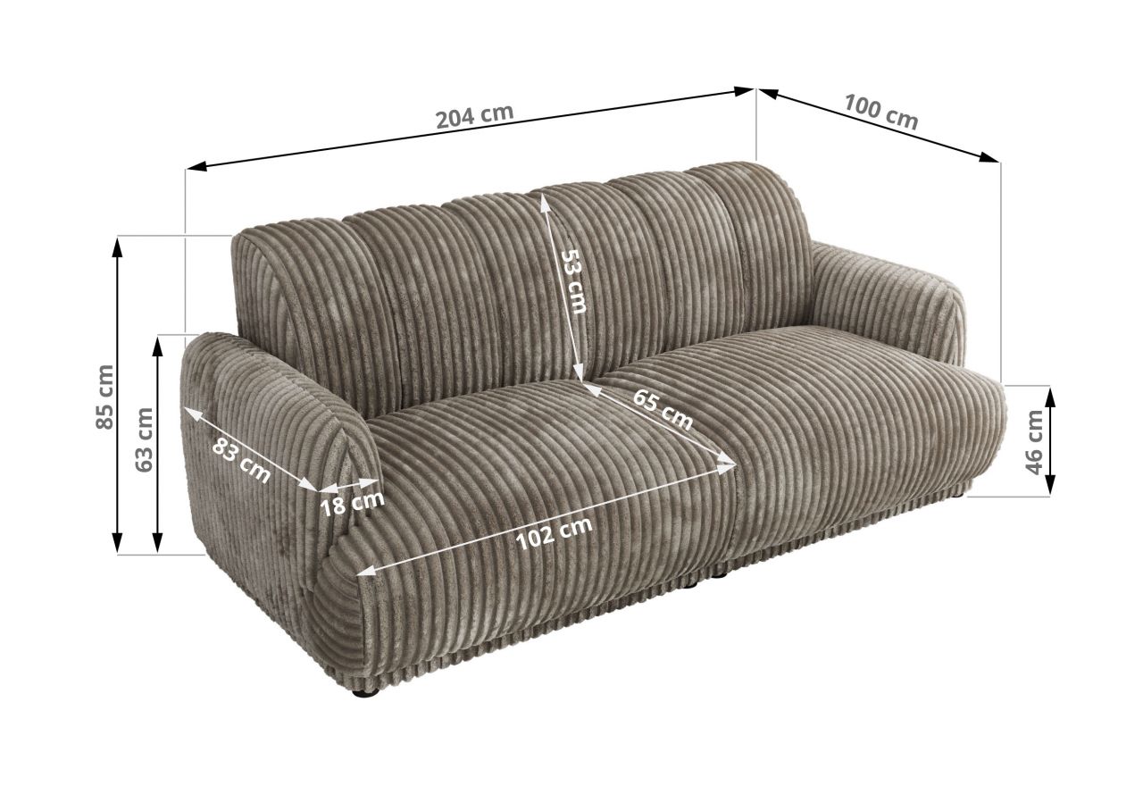 Sofa GERRA - jasnobrązowy, sztruks