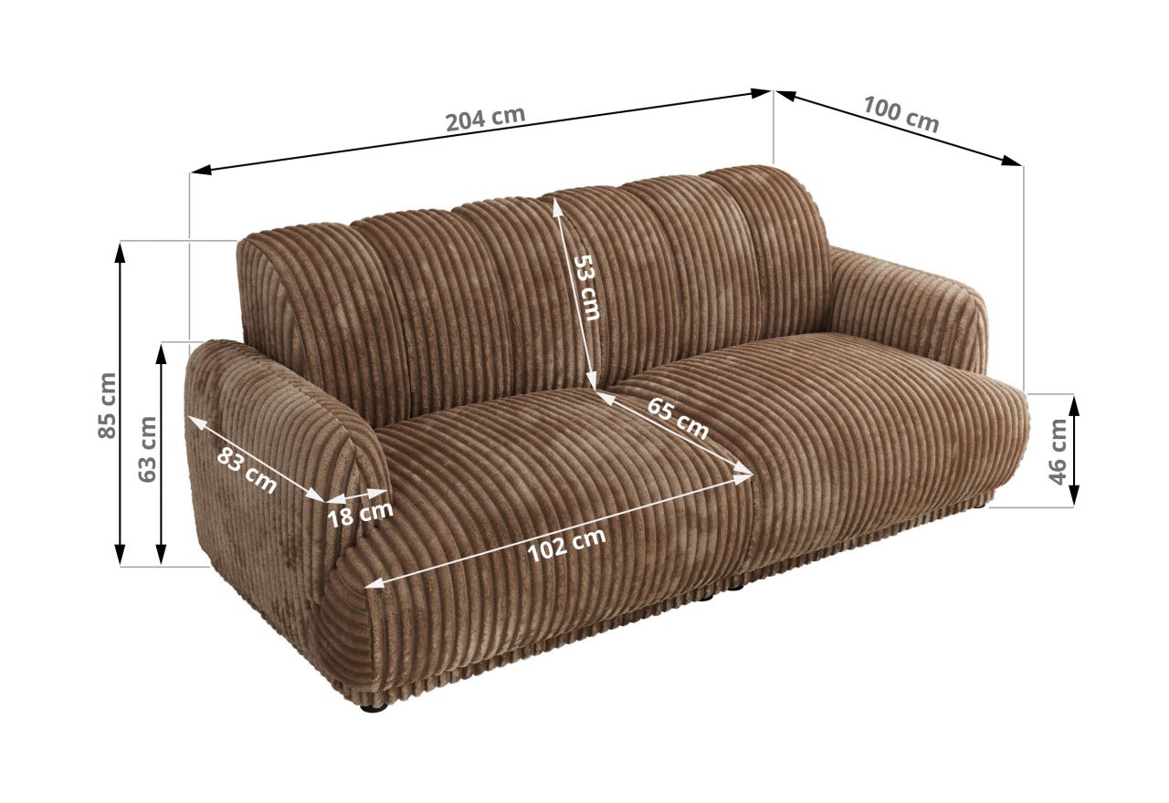 Sofa GERRA - brązowy, sztruks