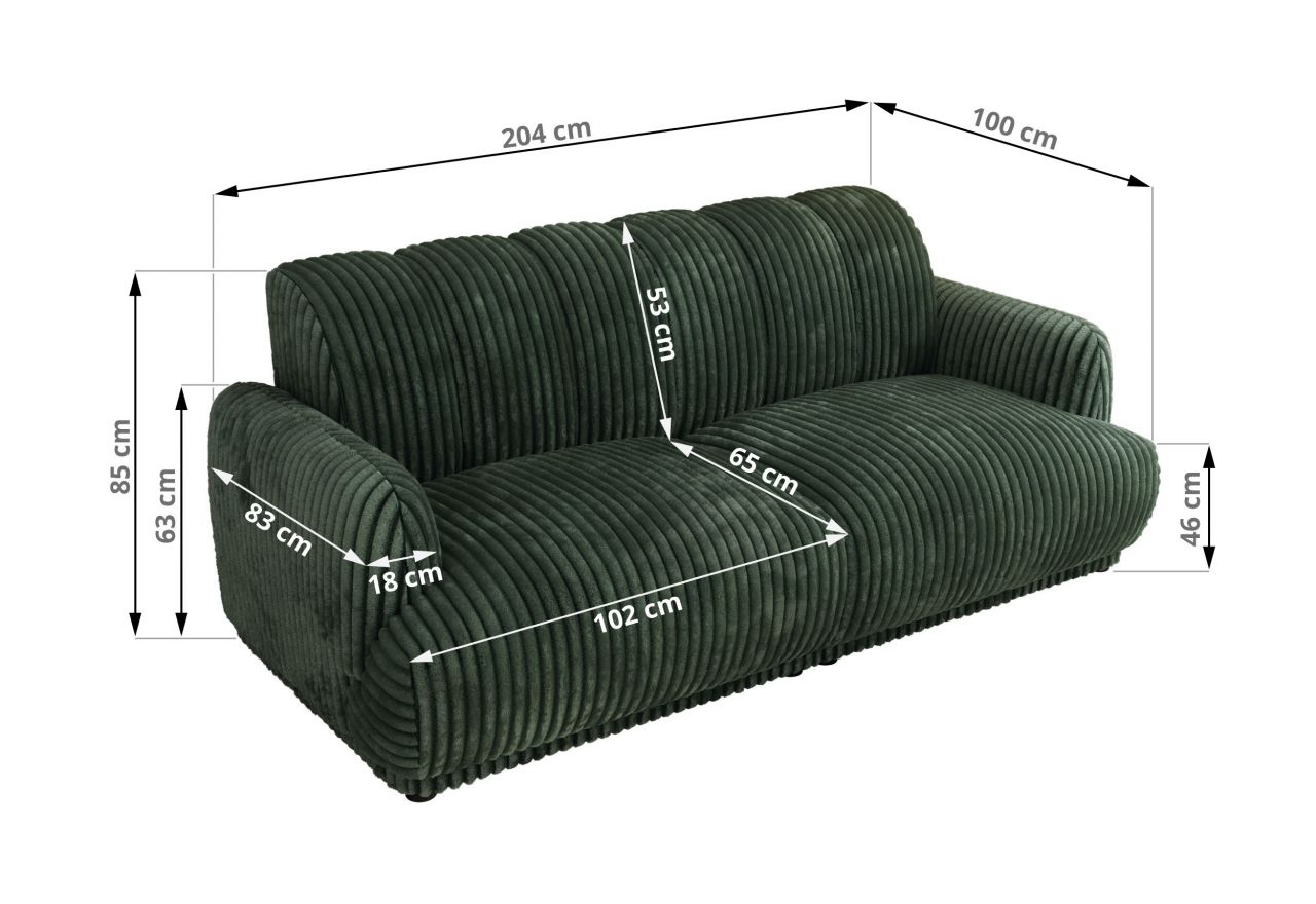 Sofa GERRA - ciemnozielony, sztruks