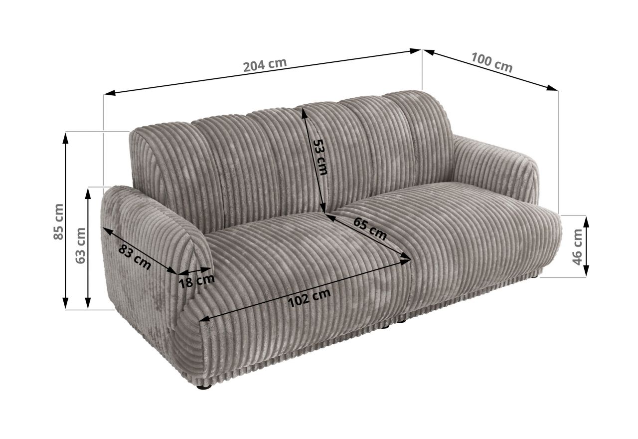 Sofa GERRA - jasnoszary, sztruks