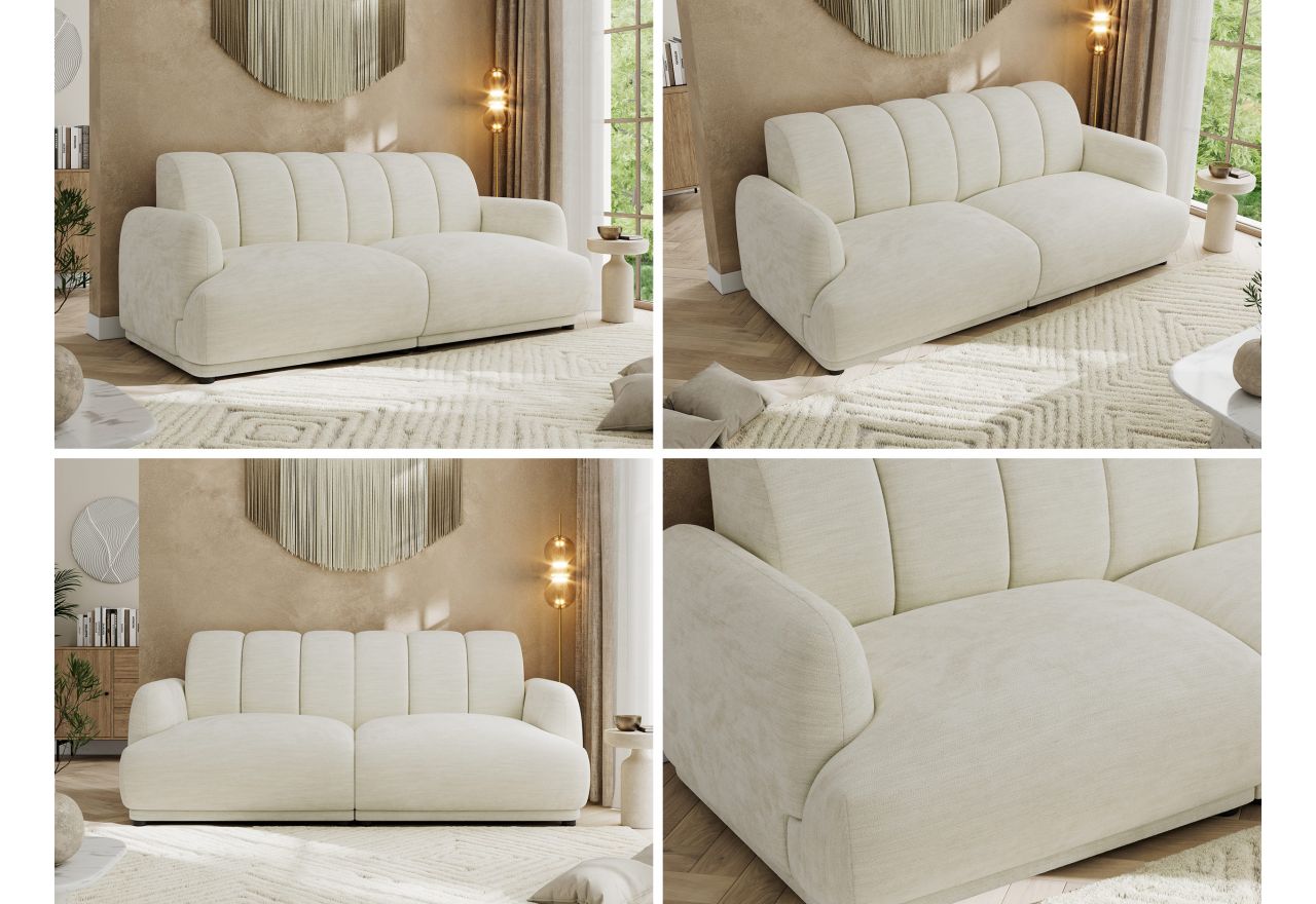 Sofa GERRA - kremowy, szenil gładki